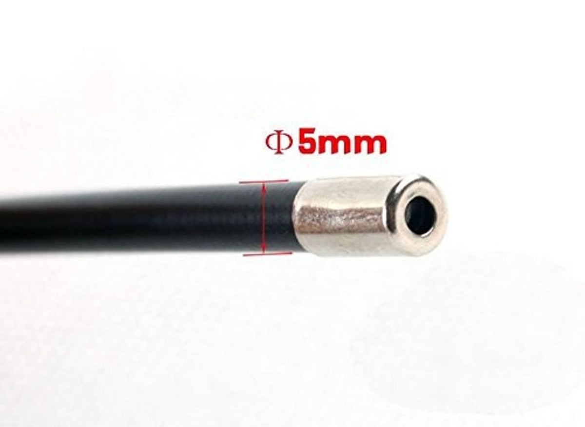 5mm bike brake cable ferrule fitted on cable end, round silver sleeve with hole