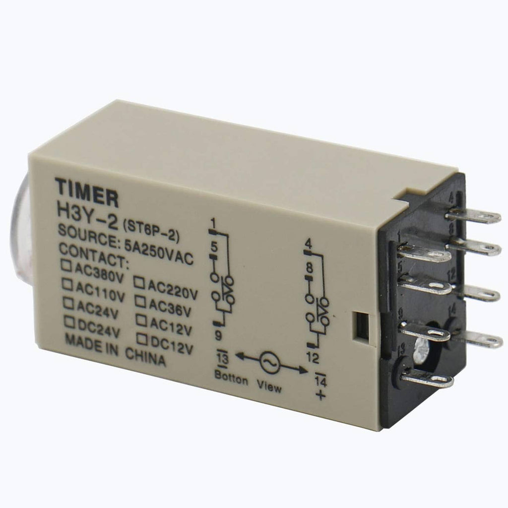 Solid state timer relay with printed ratings label and side pin terminals