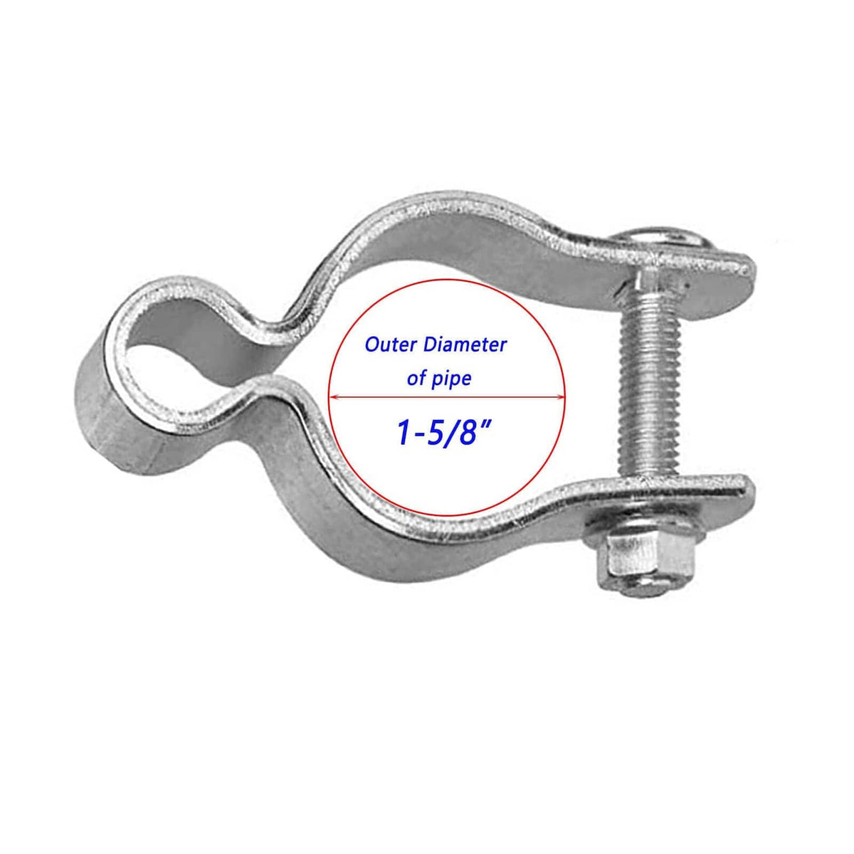 Galvanized gate post hinge bracket, 1-5/8 in pipe outer diameter, 2-pack.