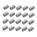 Stainless steel hex coupling nuts, shiny silver, internal threaded bore