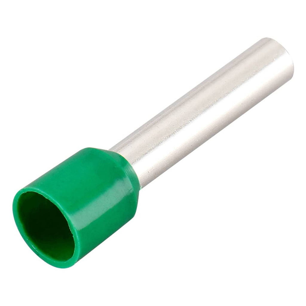 Insulated copper crimp ferrule connector with green sleeve, open barrel end