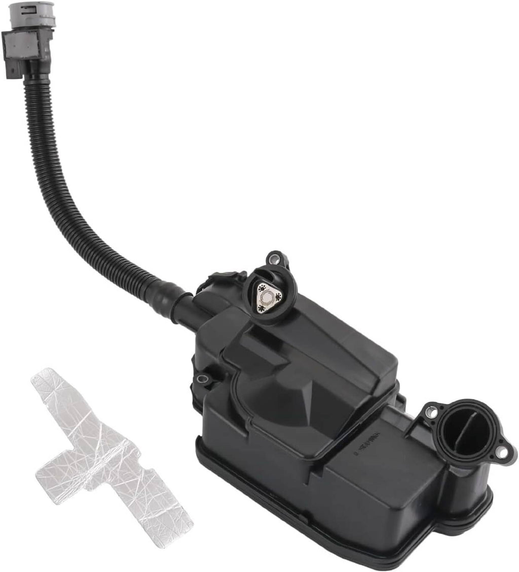 Black PCV/CCV oil separator assembly with hoses and electrical connector