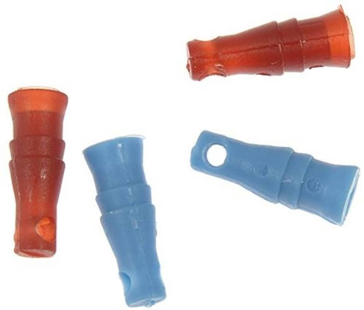 Red and blue bleeder valve fittings with nozzle tips