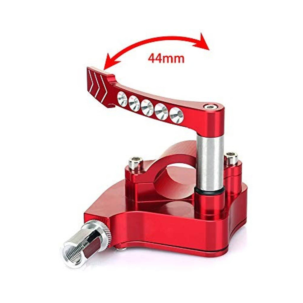 Red 7/8 in handlebar thumb throttle with 44mm measurement and chrome mounting hardware