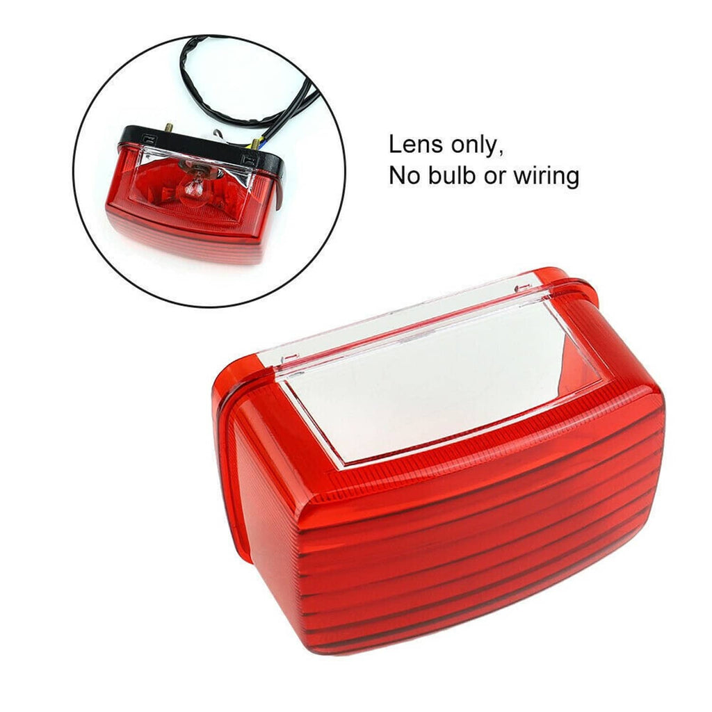 Red tail light lens only with clear window and side mounting tabs