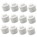 Set of white PVC male-thread pipe end cap plug adapters, 3/4 in (12-pack)