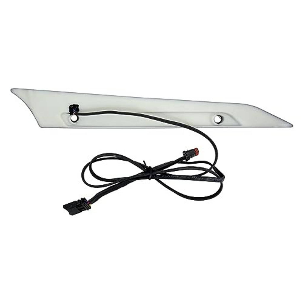Windshield trim LED light bar with gray housing and cable wiring