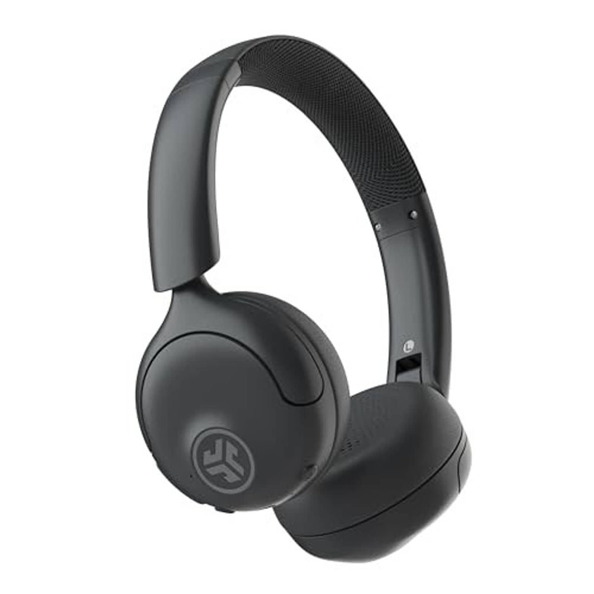 Graphite on-ear ANC headphones, front view with padded headband and earcups.