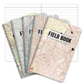 Set of five map-cover Field Book notebooks, lined memo pages, fanned layout