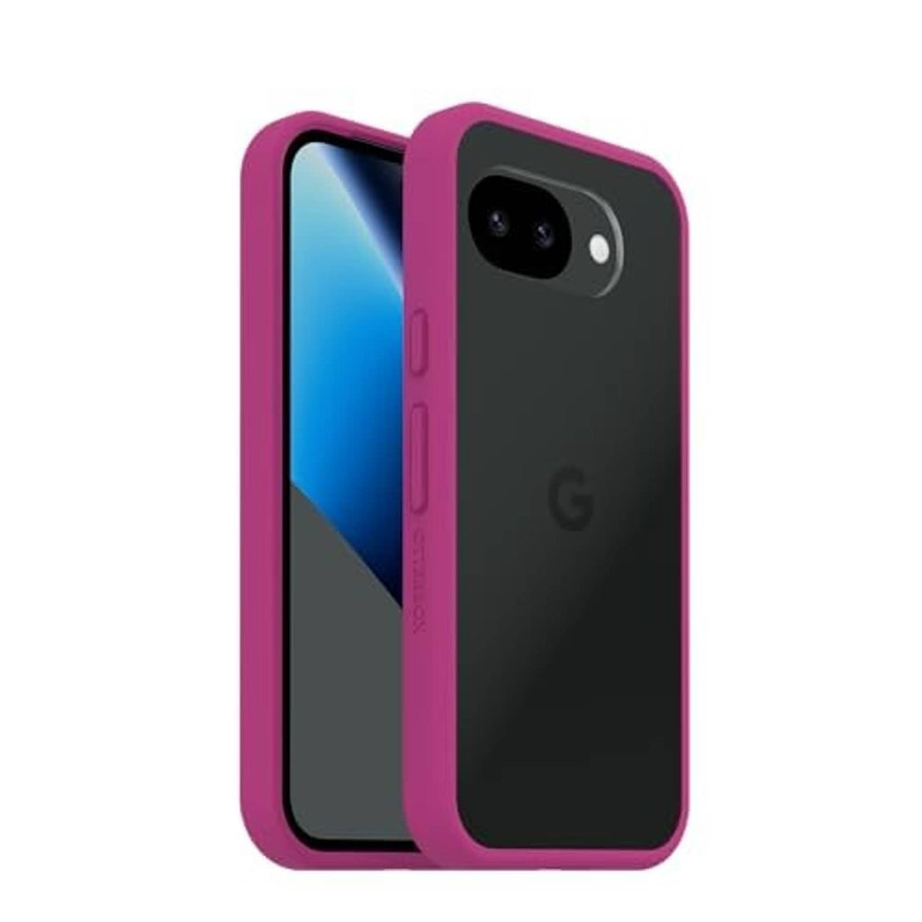 Rose pink phone case from side view with camera bump and slim edge profile