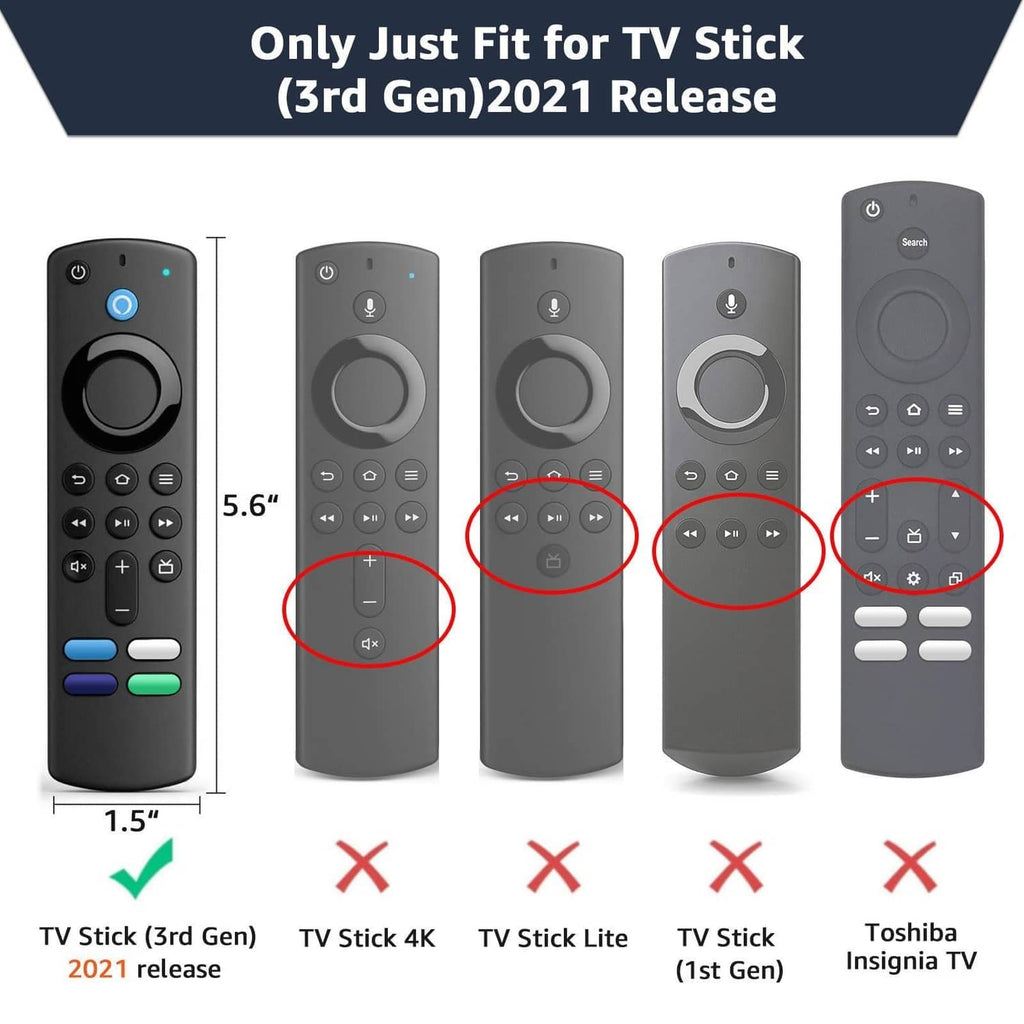 Silicone remote cover fit guide, gray cases with button cutouts highlighted