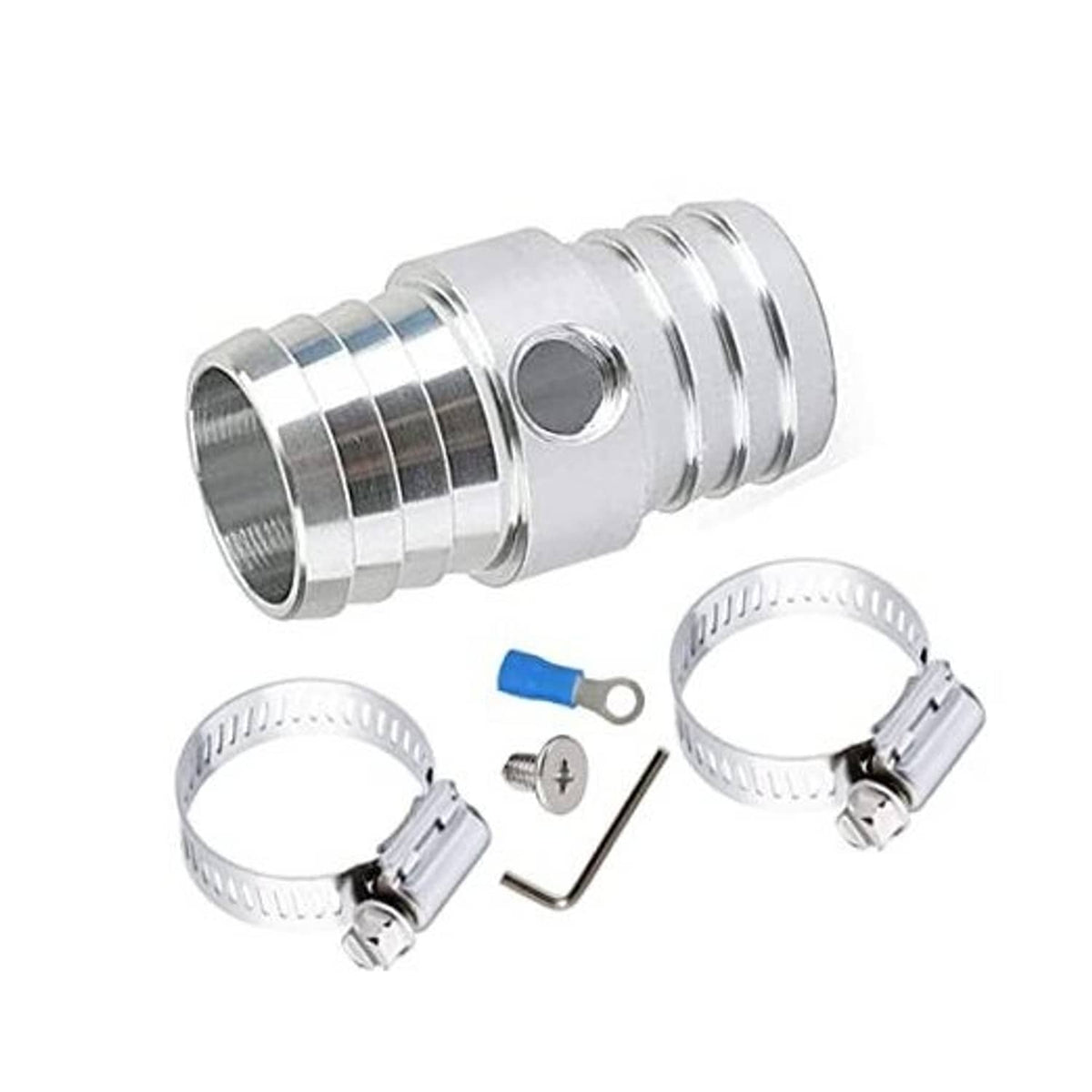 Stainless steel 1-1/4" coupler with 1/8" NPT, two clamps, grounding kit