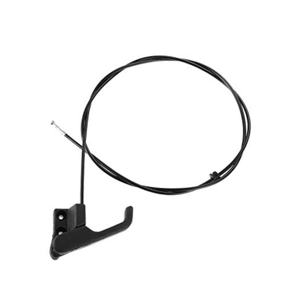 Hood release cable with black mounting bracket and release handle