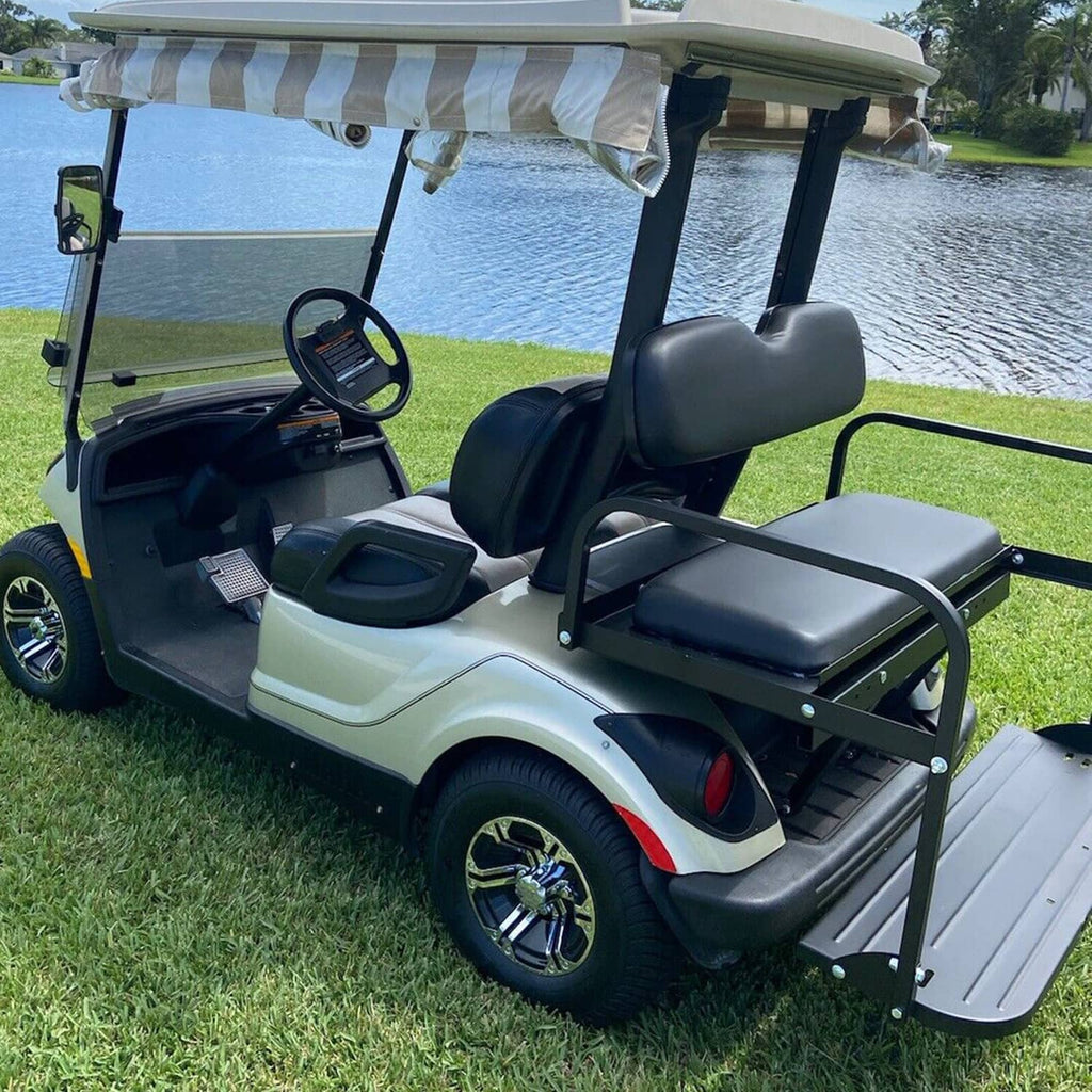 Golf cart rear seat cushion set, black backrest pad with arm supports