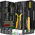 Black crimping tool kit case with 1–4 pin weather pack connectors and terminals
