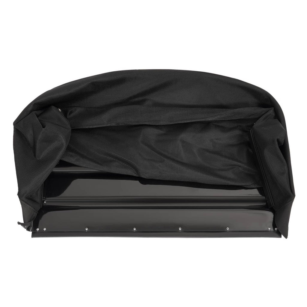 Black fabric catcher bag with side support rails and front retaining bar