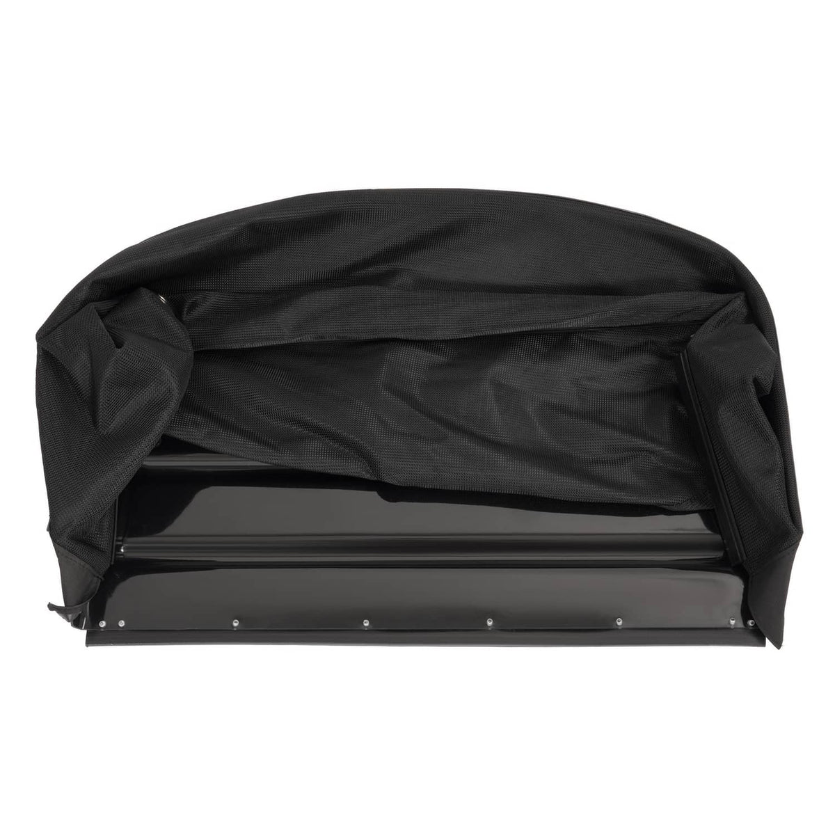 Black fabric catcher bag with side support rails and front retaining bar