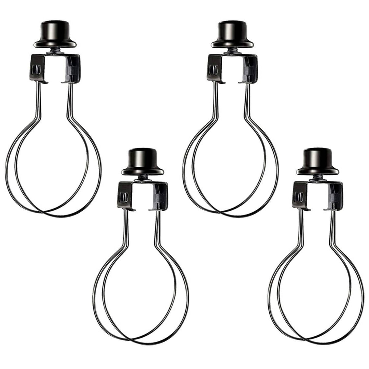 Black lamp bulb clips (4-pack) with two spring clamps each