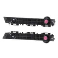 Black front bumper bracket pair with grid channels and pink-center mounting hardware