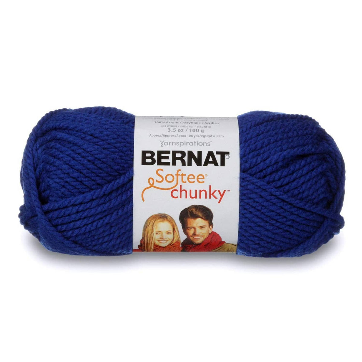 Bernat Softie Chunky royal blue acrylic yarn skein, 3-ply super bulky