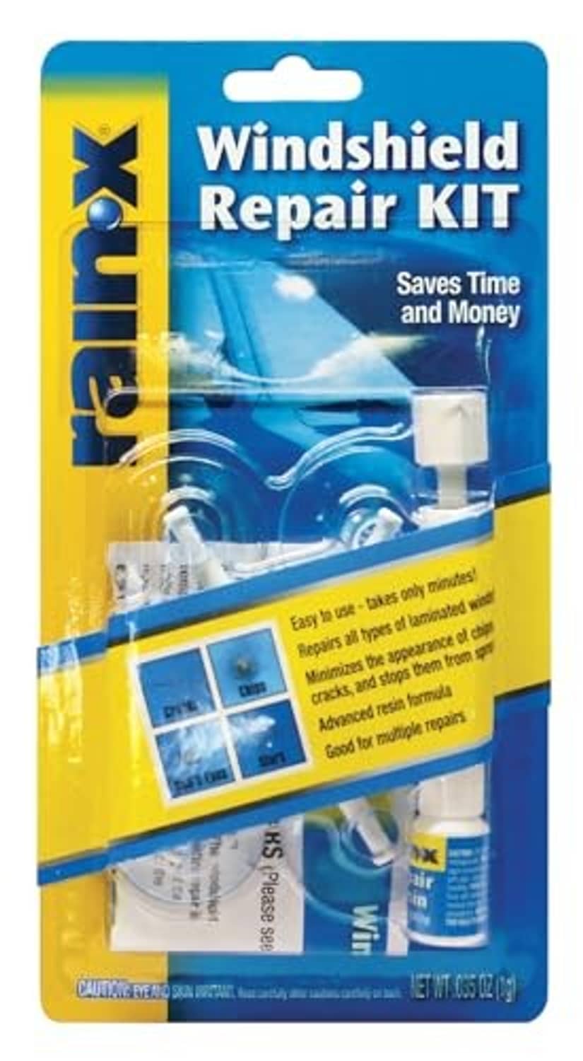 Rain-x windshield repair kit blister package with windshield repair resin tool set