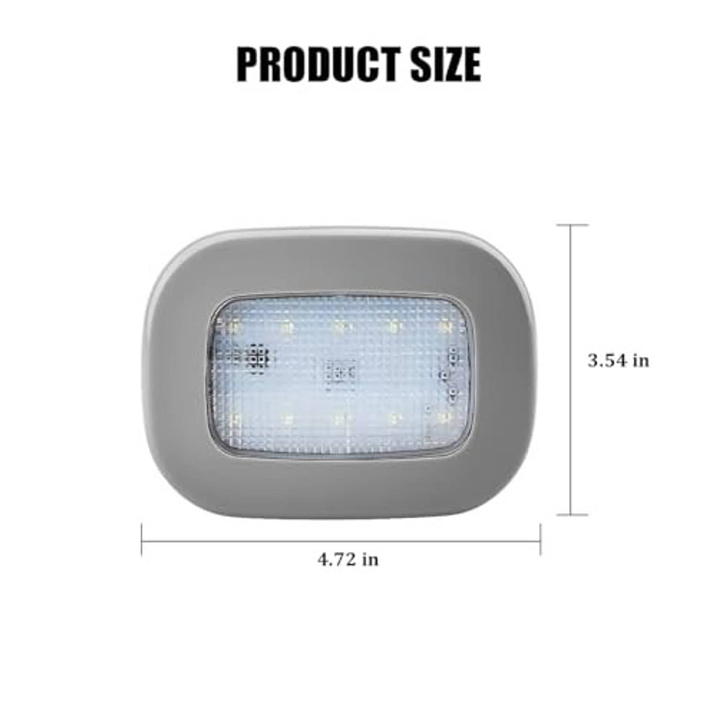 Gray rectangular LED car ceiling roof light with clear lens face