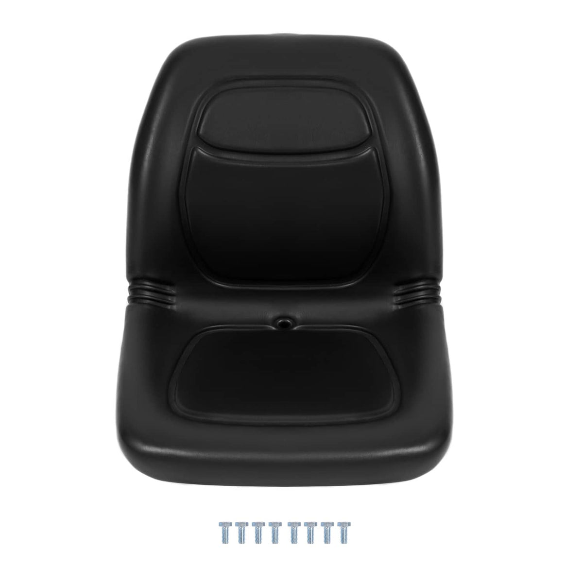Black 2-panel utility seat with padded back and seat cushion.