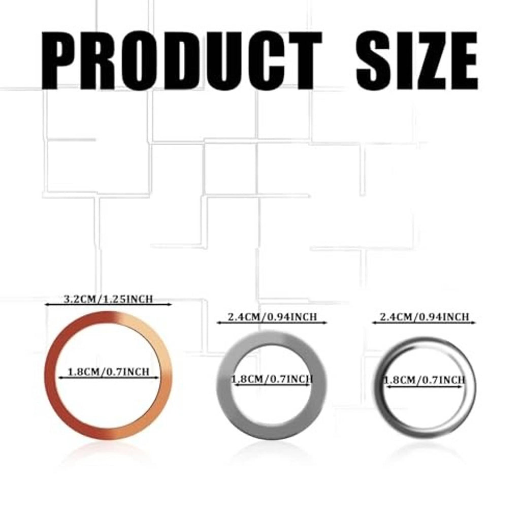 Crush washer gasket set showing copper-orange, gray, and silver rings for different sizes