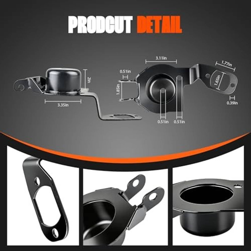 Front driver side lower coil spring bracket, black metal mount with circular cup