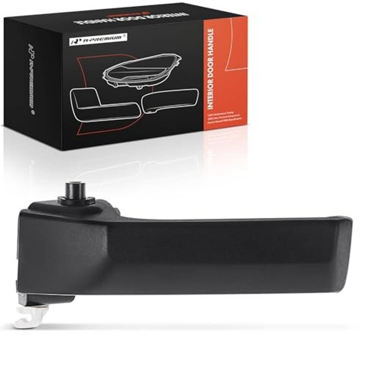 Textured black interior door handle with mounting pin for left front/rear driver side