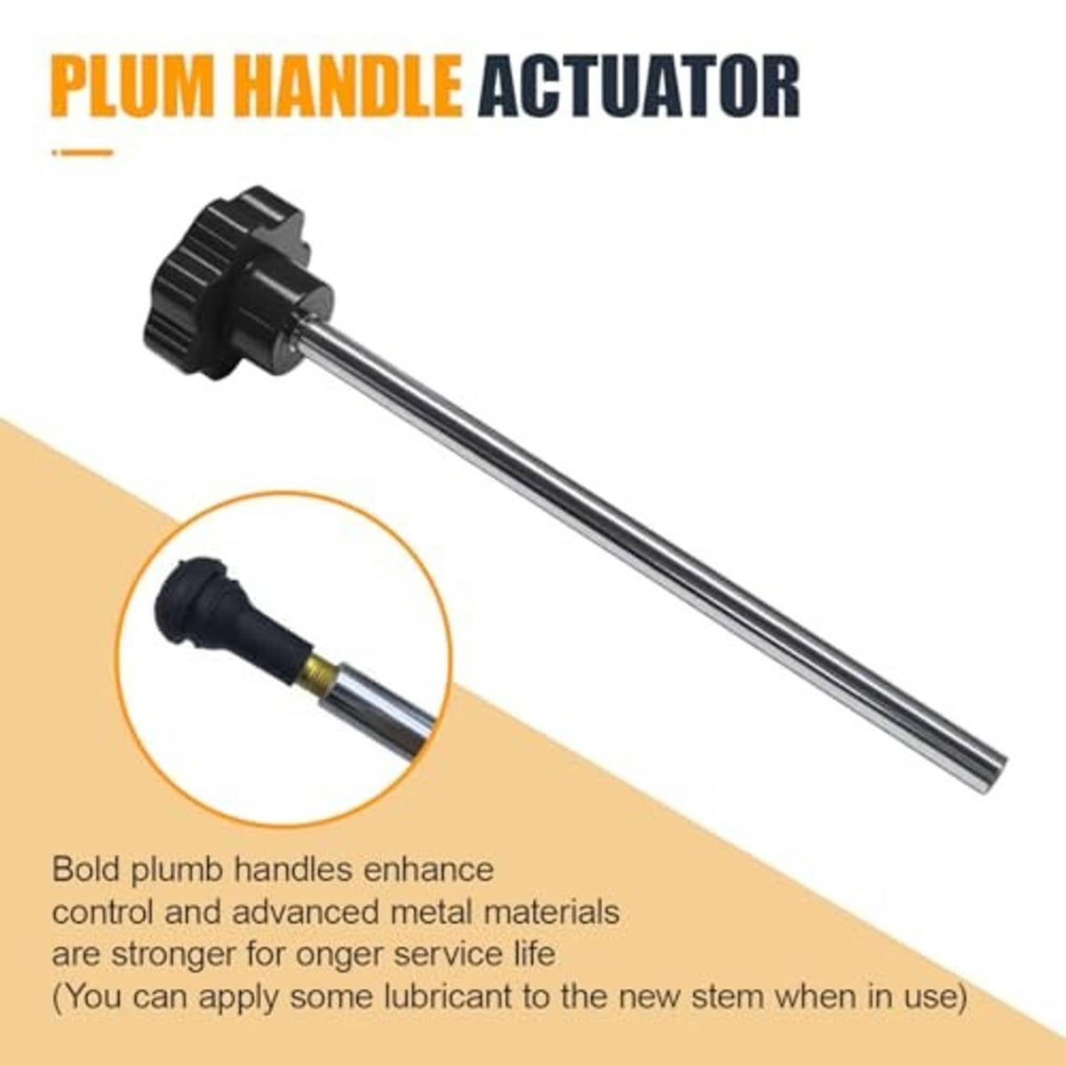 Tire valve tool with black handle and long silver metal shaft