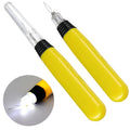 Yellow LED needle threader tool set, clear light tip for sewing needles, 2-piece