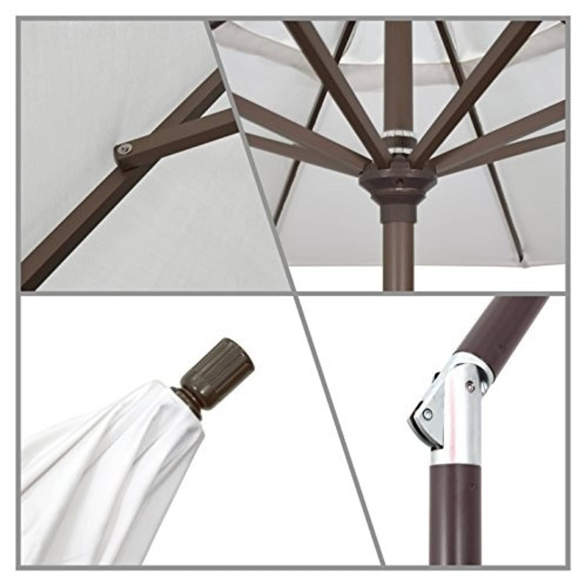 Crank lift mechanism and canopy support with white umbrella fabric