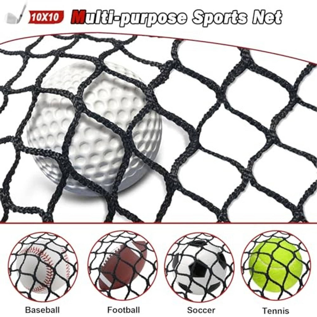 Black sports net with rope border and training ball and mesh application icons