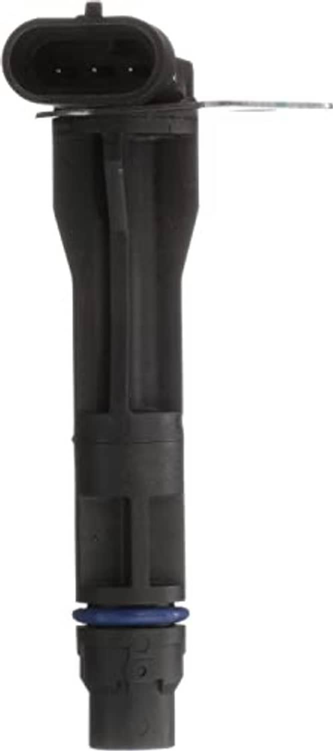 Black engine camshaft position sensor with top plug and blue seal ring