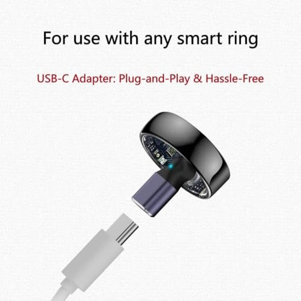 Magnetic smart ring charging adapter with USB-C connector and dark blue charging head