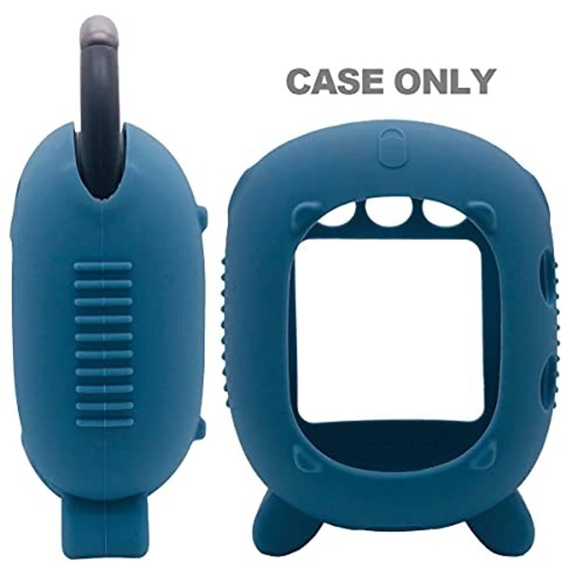 Blue silicone speaker case cover with back cutout and side button openings, case only