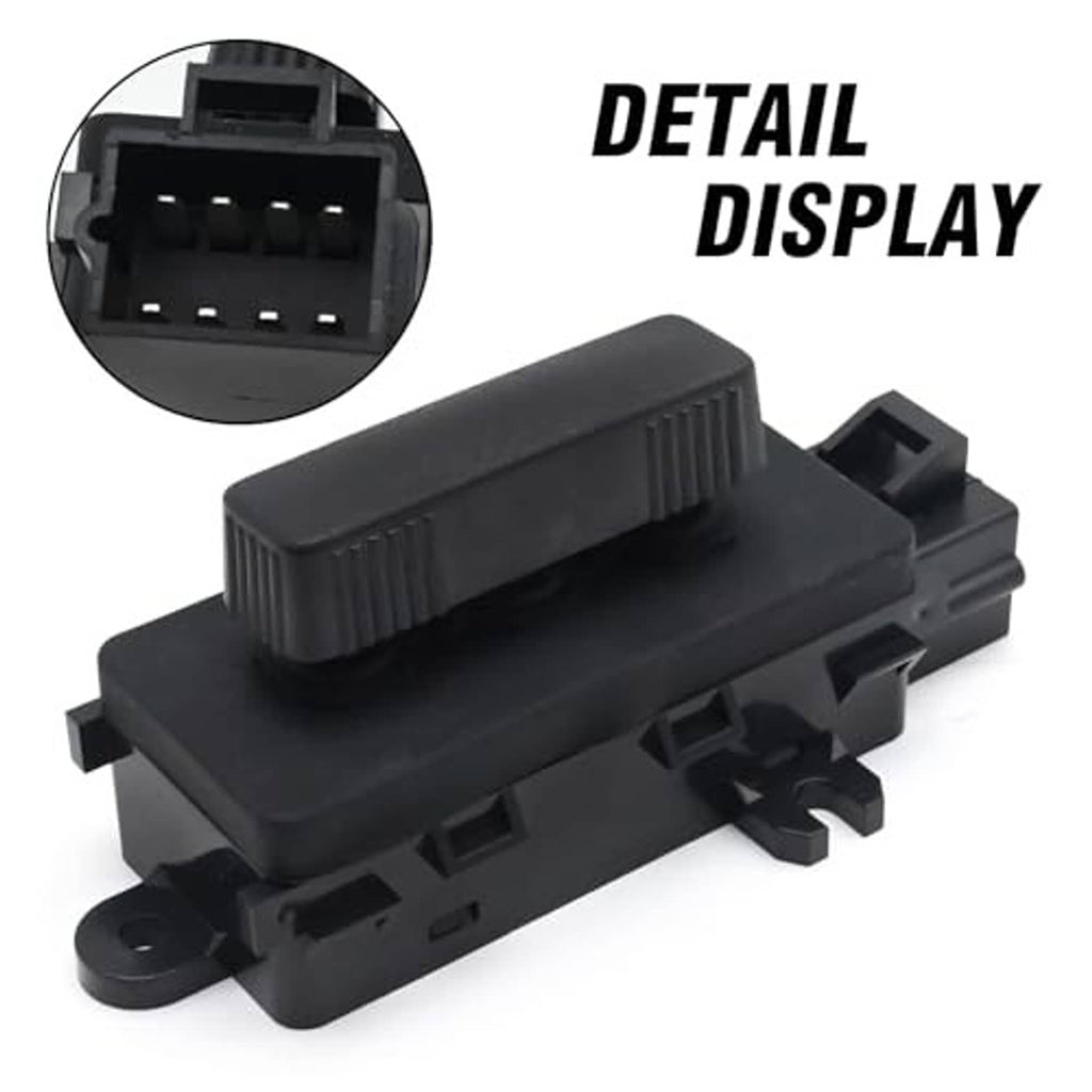 Black power seat adjustment switch with visible socket pins on front edge