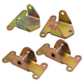 Steel engine motor mount brackets with bushings, iridescent yellow-gold finish (4‑pc set)