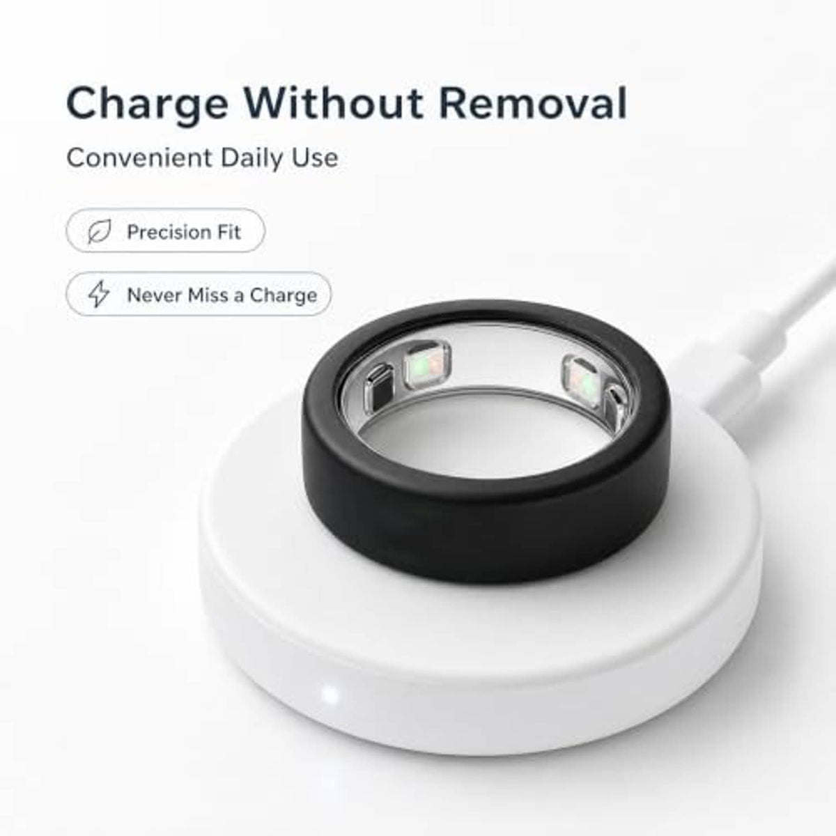 Black silicone ring cover on charging dock base for daily use without removing cover