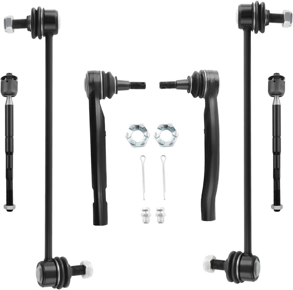 Black sway bar end links set with ball-joint studs and included mounting parts