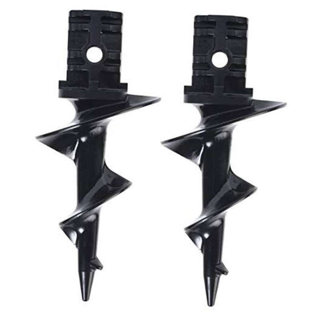 Black plastic dock auger anchor screw for sand, with pointed helical blade and mounting top