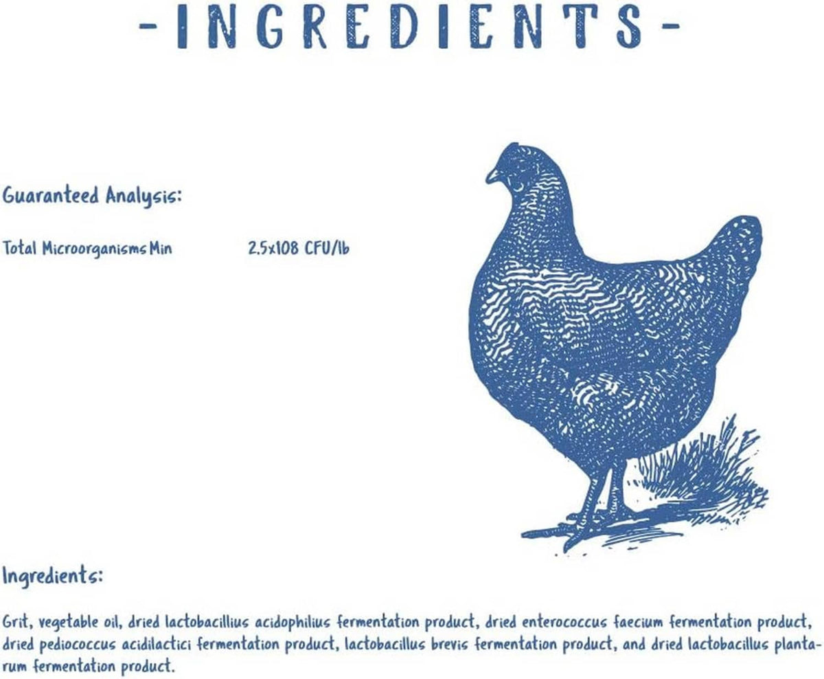 Ingredients and guaranteed analysis label with blue chicken graphic on pouch