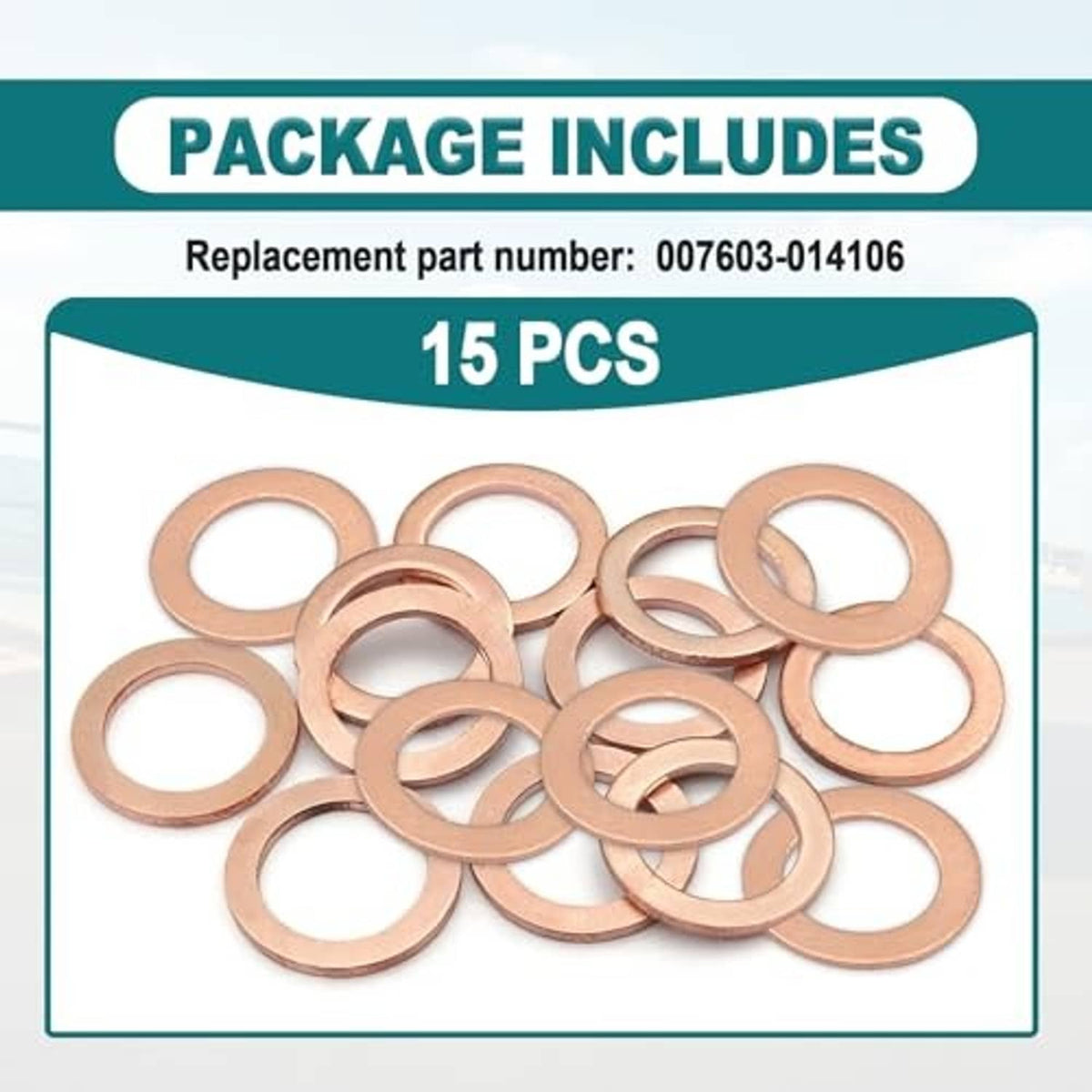 15 pcs oil drain plug gasket washers, copper round seals with center holes
