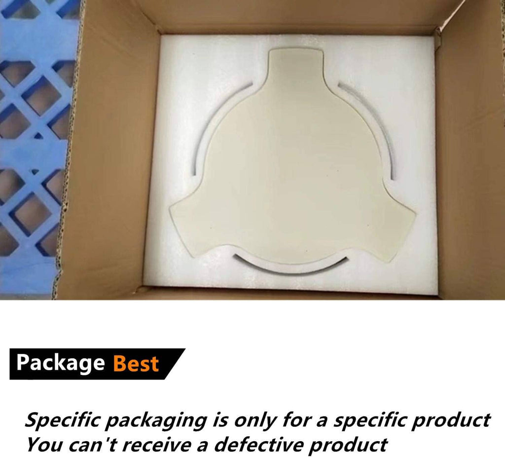 Ceramic heat deflector plate setter in box, light cream curved insert with cutouts