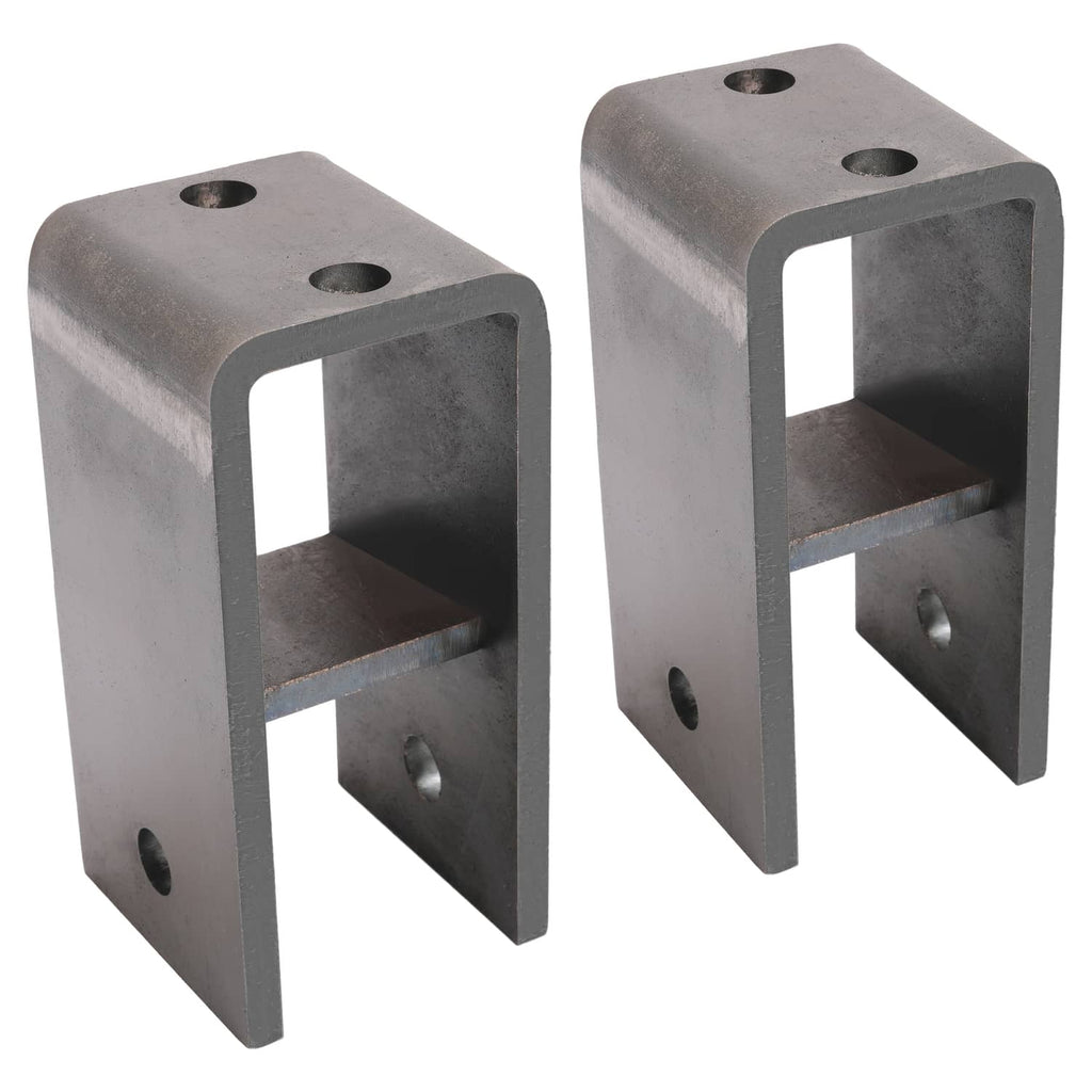 Pair of heavy-duty metal hanger brackets with mounting holes and U-shaped cutouts