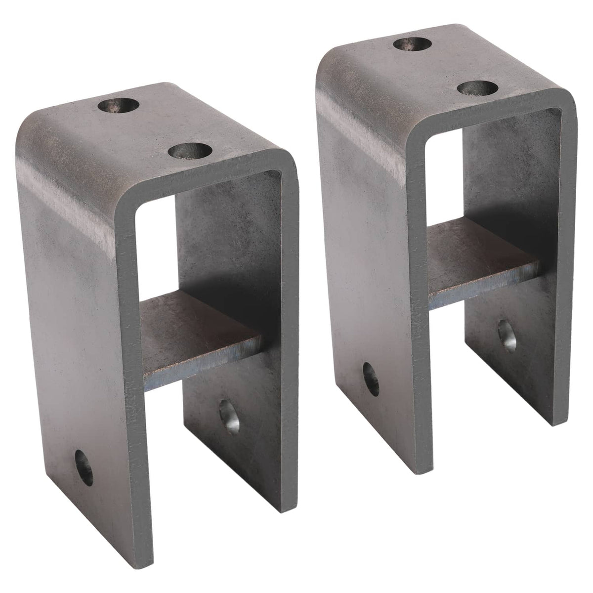 Pair of heavy-duty metal hanger brackets with mounting holes and U-shaped cutouts
