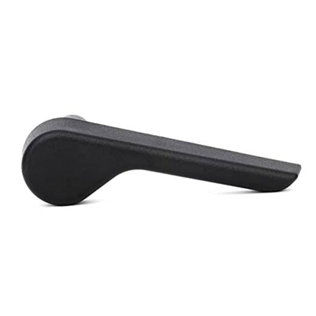 Recliner seat adjuster lever handle, dark gray/black, curved grip with rounded end