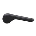 Recliner seat adjuster lever handle, dark gray/black, curved grip with rounded end