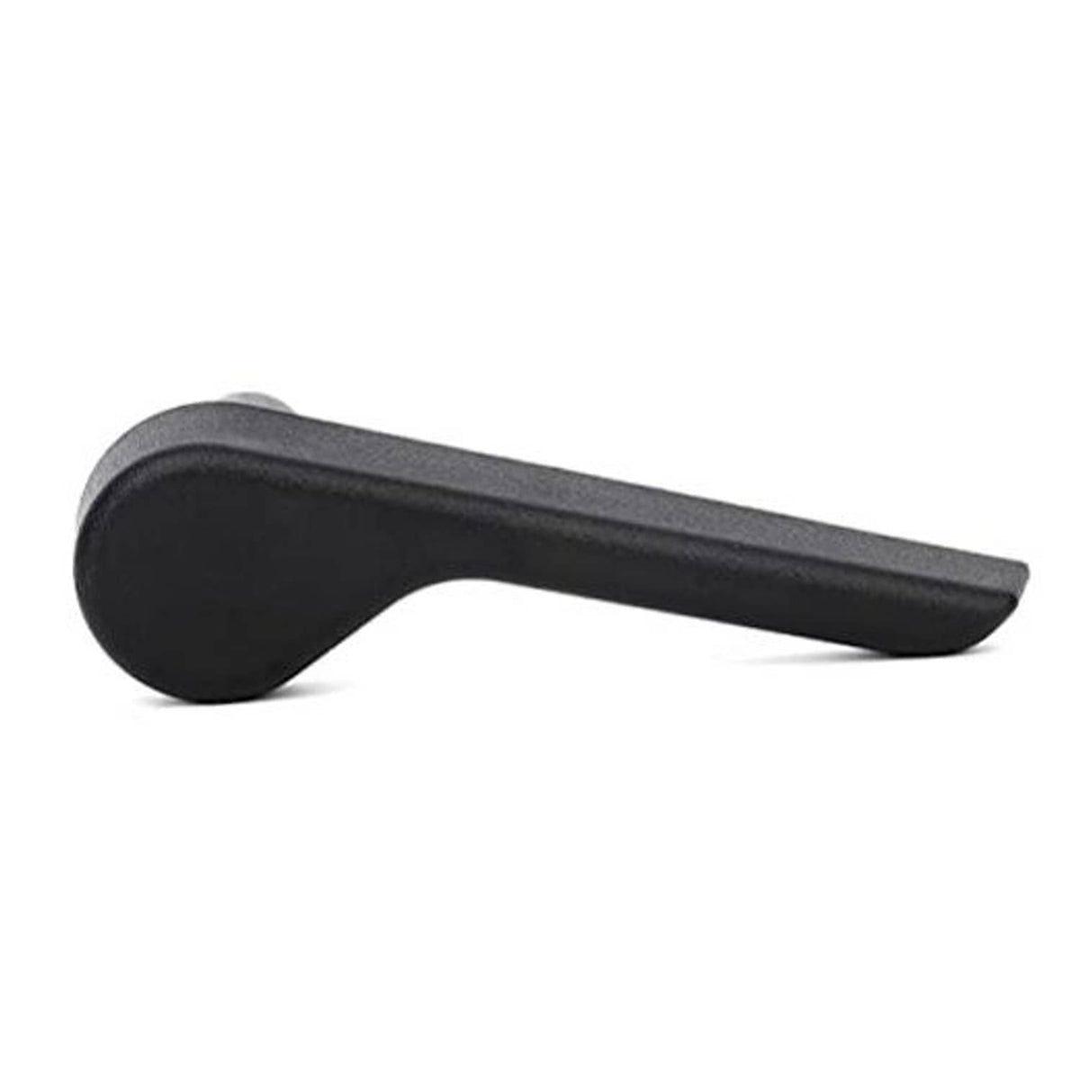 Recliner seat adjuster lever handle, dark gray/black, curved grip with rounded end